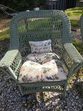 Green All Weather Wicker Chairs(2), Ottoman and Coffee Table
