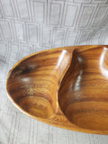 Carved Wooden 3 Sectioned Serving Tray