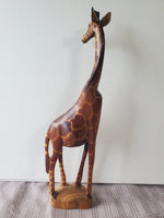 Carved Wooden Giraffe Figurine