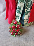 Byers' Choice Carolers Colonial Williamsburg Signed "Woman Holding Apple Cone" Figurine AS IS—READ DESCRIPTION CAREFULLY**