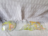 Signed Clear Glass Floral Serving Tray and Bowl Set