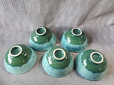 Set of 5 Glazed Pottery Rice Bowls