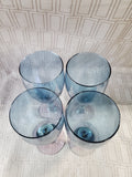 Set of 4 Blue and Purple Stemmed Goblets