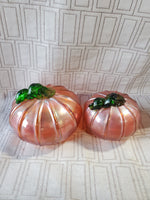 Pair of Iridescent Glass Pumpkins
