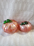 Pair of Iridescent Glass Pumpkins