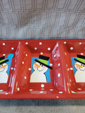 Ceramic Snowman 3 Section Tray