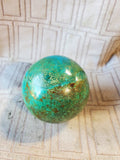 Carved Spherical Blue, Teal, and Brown Colored Stone