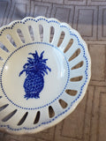 (A) Andrea by Sadek Williamsburg Blue Pineapple Reticulated Trinket Dish