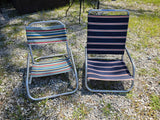 Two Folding Low Beach Chairs w/Aluminum Frames