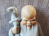 Asian Inspired Shou Xing Diety Crackle Glazed Figurine