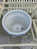 Medium Blue and White Ceramic Planter (two available, priced separately) (G)