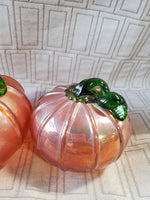 Pair of Iridescent Glass Pumpkins