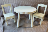 3 Piece Pottery Barn Kids White Flower Doll Table and Chair Set