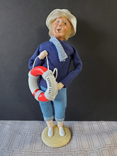 (AAA) Byers' Choice Carolers "Beachy Man Holding Life Preserver" Figurine
