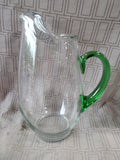Clear Glass and Green Handle Pitcher