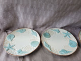 Set of 4 Cracker Barrel Stoneware Beach Themed Dinner Plates