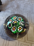 Clear Glass and Millefiori Flower Paperweight