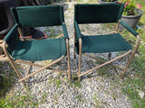 Two Green Canvas Folding Captains Chairs