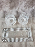 Heavy Clear Glass Creamer and Sugar Set with Serving Tray
