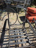 Pair of Black Metal Reclining Outdoor Chairs w/Brass Accents and Ottomans *Read Description*