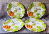 8 Piece Plastic Pumpkin Watercolor Dinner and Salad Plates