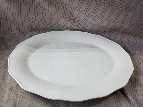 White and Black Speckled Ceramic Oblong Serving Platter
