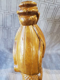 Asian Inspired Hand Carved Wood Woman Bust