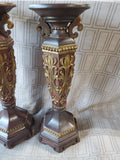 Pair of Ornate Resin Candle Holders