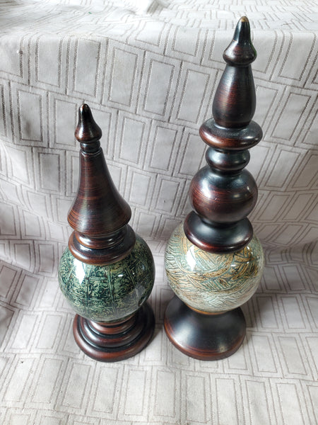 Pair of Kirklands Orb Finials