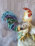Signed Rooster and Hen Ceramic Figurine