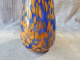 Signed Handblown Blue and Orange Glass Vase by Jeb