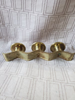 Wavy Brass Candlestick Holder
