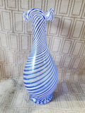 Pasabahce Blue Spiral Art Glass Bud Vase