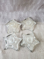 Set of 4 Clear Glass Star Candlestick Holders