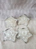 Set of 4 Clear Glass Star Candlestick Holders