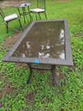 Brown All Weather Wicker Coffee Table w/Smoked Glass Top