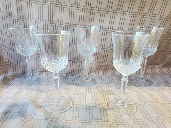 Set of 5 Stemmed Crystal Goblets