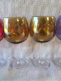 Lot of 7 Lenox "Tuscany Harvest" Multi-Colored Balloon Wine Glasses