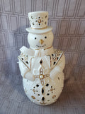 Lenox Florentine and Pearl Snowman Lit Figurine WORKS