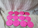 Set of 12 Pink Woven Coasters