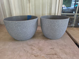 Two Sturdy Grey Plastic Planters