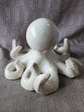 Crackle Glazed White Ceramic Octopus Figurine