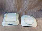 2 Piece Asian Inspired Blue and White Porcelain Tray Lot