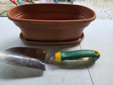 Oblong Plastic Planter and Small Gardening Shovel