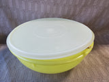 Tupperware Yellow Fix-n-Mix Salad Bowl with Salad Serving Utensils