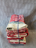 Set of 10 Red, Green, White, and Gold Holly Fabric Napkins
