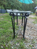 Console Table, Cast Iron Frame w/Beveled Glass Top