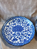 Pair of Andrea by Sadek Blue and White Mum Decorative Plates