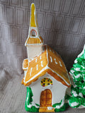 Vintage Hand Painted Church with Christmas Tree Figurine