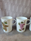 Set of 4 White Grapevine Mugs